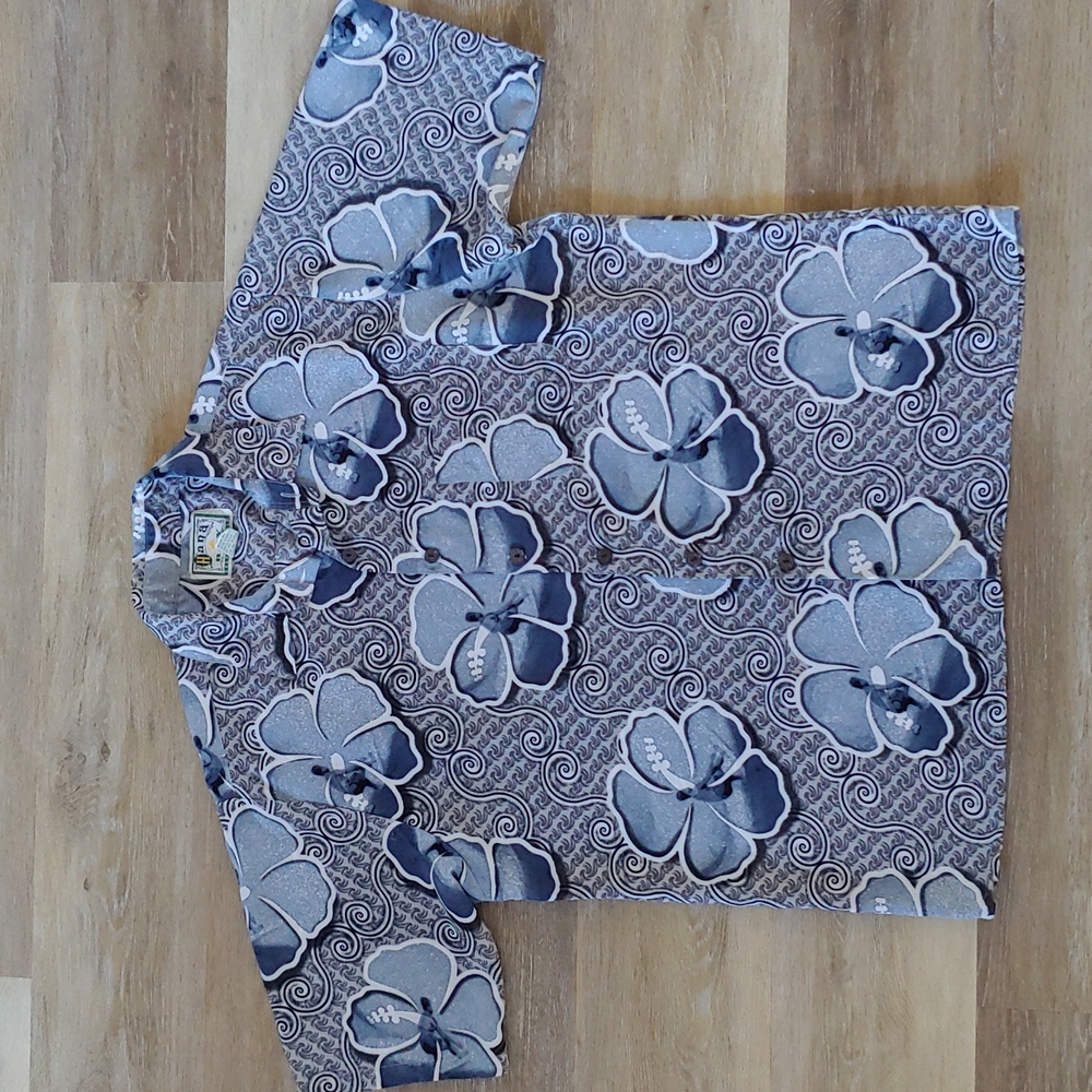 Vintage Hana Bay Floral Hawaiian Button Down Aloha Shirt Size XL